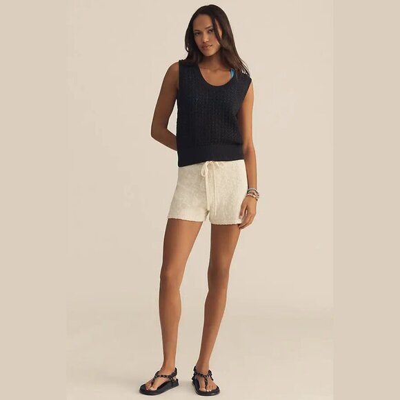 NEW Varley - Size M Ferns Cotton Open-Knit Scoop-Neck Tank Top - Navy - Picture 3 of 4